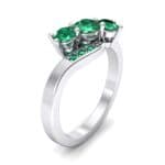Three-Stone Emerald Bypass Engagement Ring (0.97 CTW) Perspective View