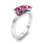Three-Stone Ruby Bypass Engagement Ring (0.97 CTW) Perspective View