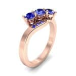 Three-Stone Blue Sapphire Bypass Engagement Ring (0.97 CTW) Perspective View