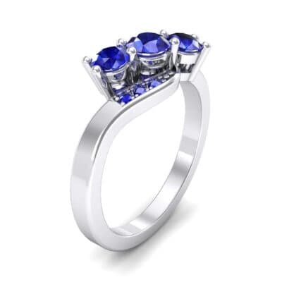 Three-Stone Blue Sapphire Bypass Engagement Ring (0.97 CTW) Perspective View
