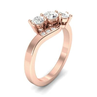 Three-Stone Diamond Bypass Engagement Ring (0.71 CTW) Perspective View