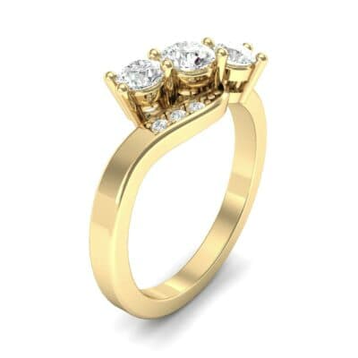 Three-Stone Diamond Bypass Engagement Ring (0.71 CTW) Perspective View
