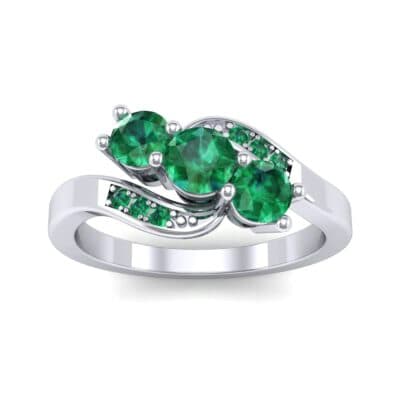 Three-Stone Emerald Bypass Engagement Ring (0.97 CTW) Top Dynamic View