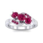 Three-Stone Ruby Bypass Engagement Ring (0.97 CTW) Top Dynamic View