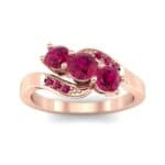 Three-Stone Ruby Bypass Engagement Ring (0.97 CTW) Top Dynamic View