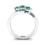 Three-Stone Emerald Bypass Engagement Ring (0.97 CTW) Side View