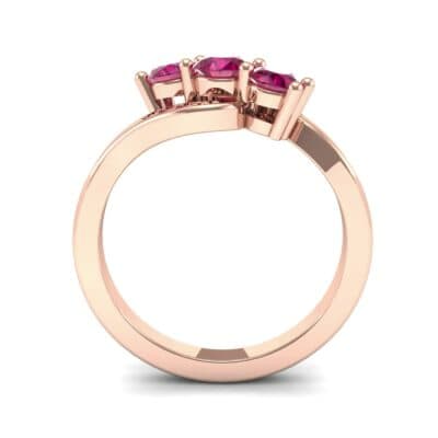 Three-Stone Ruby Bypass Engagement Ring (0.97 CTW) Side View