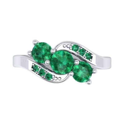 Three-Stone Emerald Bypass Engagement Ring (0.97 CTW) Top Flat View