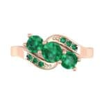 Three-Stone Emerald Bypass Engagement Ring (0.97 CTW) Top Flat View