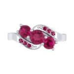 Three-Stone Ruby Bypass Engagement Ring (0.97 CTW) Top Flat View