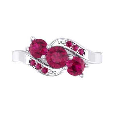 Three-Stone Ruby Bypass Engagement Ring (0.97 CTW) Top Flat View