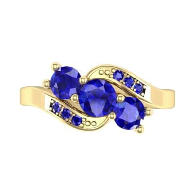Three-Stone Blue Sapphire Bypass Engagement Ring (0.97 CTW) Top Flat View