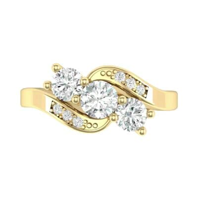 Three-Stone Diamond Bypass Engagement Ring (0.71 CTW) Top Flat View