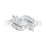 Three-Stone Crystal Bypass Engagement Ring (0.71 CTW) Top Flat View