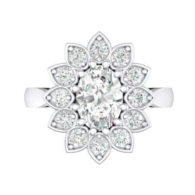 Dahlia Halo Crystal Engagement Ring (0.79 CTW) Top Flat View