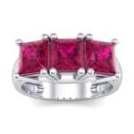 Princess-Cut Triplet Ruby Engagement Ring (2.55 CTW) Top Dynamic View