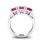 Princess-Cut Triplet Ruby Engagement Ring (2.55 CTW) Side View