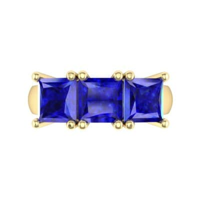 Princess-Cut Triplet Blue Sapphire Engagement Ring (2.55 CTW) Top Flat View