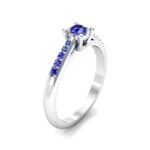 Petite Illusion-Set Blue Sapphire Engagement Ring (0.23 CTW) Perspective View