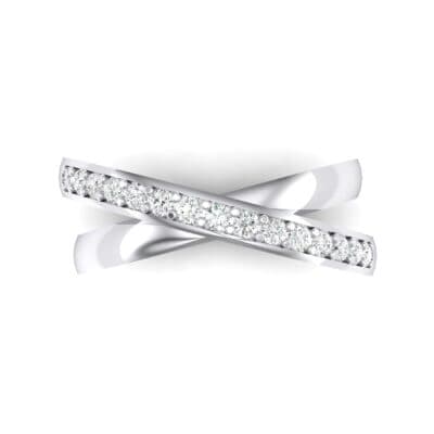 Half Pave Crisscross Crystal Ring (0.26 CTW) Top Flat View