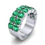 Two-Row Shared Prong Emerald Ring (6.08 CTW) Perspective View