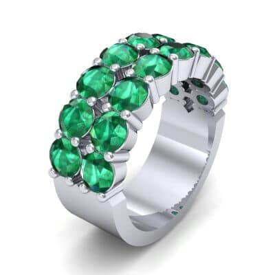 Two-Row Shared Prong Emerald Ring (6.08 CTW) Perspective View