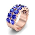 Two-Row Shared Prong Blue Sapphire Ring (6.08 CTW) Perspective View