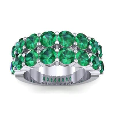 Two-Row Shared Prong Emerald Ring (6.08 CTW) Top Dynamic View