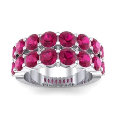 Two-Row Shared Prong Ruby Ring (6.08 CTW) Top Dynamic View