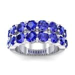 Two-Row Shared Prong Blue Sapphire Ring (6.08 CTW) Top Dynamic View