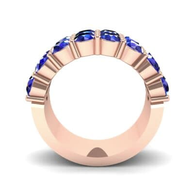 Two-Row Shared Prong Blue Sapphire Ring (6.08 CTW) Side View