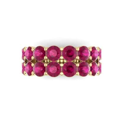Two-Row Shared Prong Ruby Ring (6.08 CTW) Top Flat View