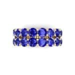 Two-Row Shared Prong Blue Sapphire Ring (6.08 CTW) Top Flat View