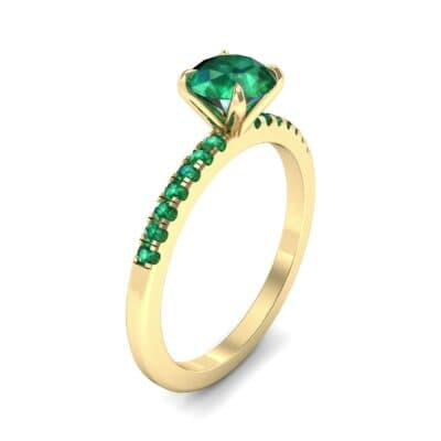 Thin Claw Prong Pave Emerald Engagement Ring (0.85 CTW) Perspective View