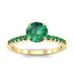 Thin Claw Prong Pave Emerald Engagement Ring (0.85 CTW) Top Dynamic View