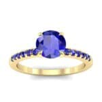 Thin Claw Prong Pave Blue Sapphire Engagement Ring (0.85 CTW) Top Dynamic View