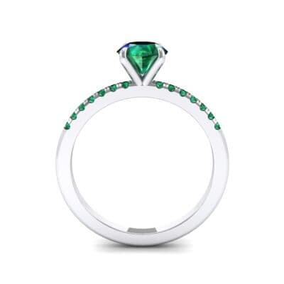 Thin Claw Prong Pave Emerald Engagement Ring (0.85 CTW) Side View