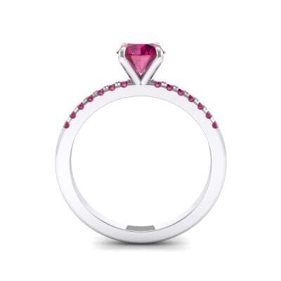 Thin Claw Prong Pave Ruby Engagement Ring (0.85 CTW) Side View