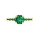 Thin Claw Prong Pave Emerald Engagement Ring (0.85 CTW) Top Flat View