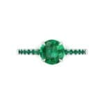 Thin Claw Prong Pave Emerald Engagement Ring (0.85 CTW) Top Flat View