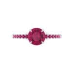 Thin Claw Prong Pave Ruby Engagement Ring (0.85 CTW) Top Flat View