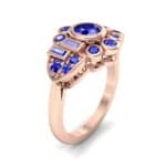 Abstract Blue Sapphire Shield Engagement Ring (1.5 CTW) Perspective View