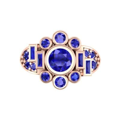 Abstract Blue Sapphire Shield Engagement Ring (1.5 CTW) Top Flat View