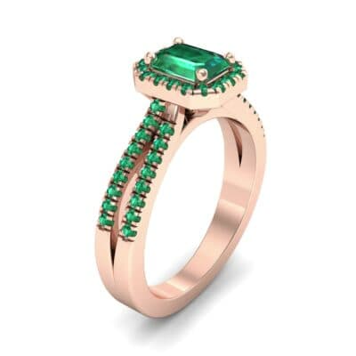 Emerald Halo Reverse Split Shank Emerald Engagement Ring (1.11 CTW) Perspective View
