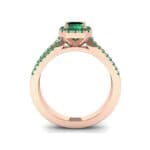 Emerald Halo Reverse Split Shank Emerald Engagement Ring (1.11 CTW) Side View