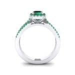 Emerald Halo Reverse Split Shank Emerald Engagement Ring (1.11 CTW) Side View
