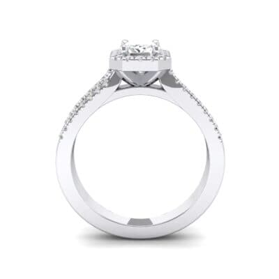 Emerald Halo Reverse Split Shank Diamond Engagement Ring (0.83 CTW) Side View