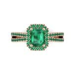 Emerald Halo Reverse Split Shank Emerald Engagement Ring (1.11 CTW) Top Flat View
