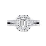 Emerald Halo Reverse Split Shank Diamond Engagement Ring (0.83 CTW) Top Flat View