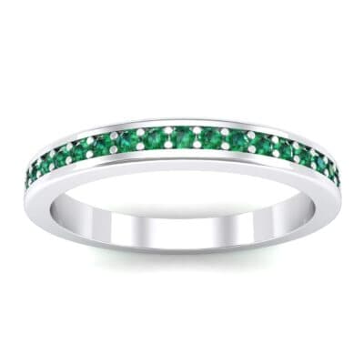 Light Flat-Sided Pave Emerald Eternity Ring (0.63 CTW) Top Dynamic View